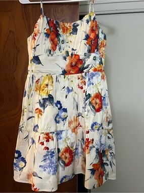 Express Floral Sundress - Cream with Orange, Blue & Yellow Flowers